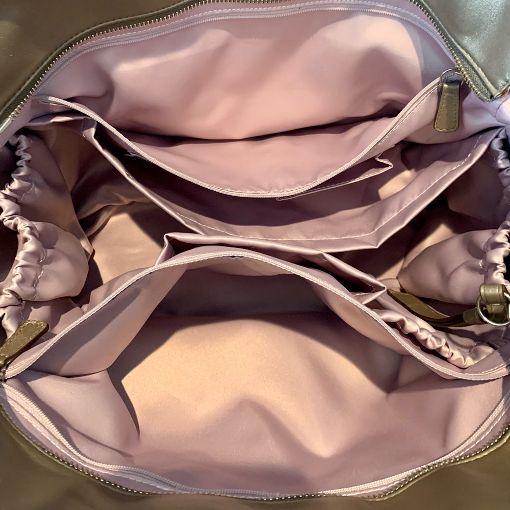 Coach Metallic Taupe Leather Tote/Diaper Bag - Picture 3 of 11